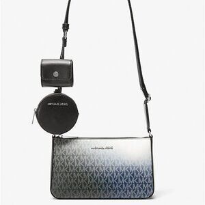 New Michael Kors Jet Set Small Ombré Signature Crossbody Bag with Case Black